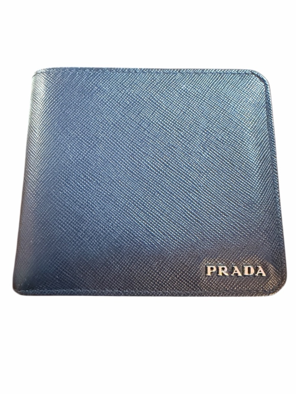 Prada Saffiano Leather Corner Bifold Wallet-Baltico Navy w/Authenticity card